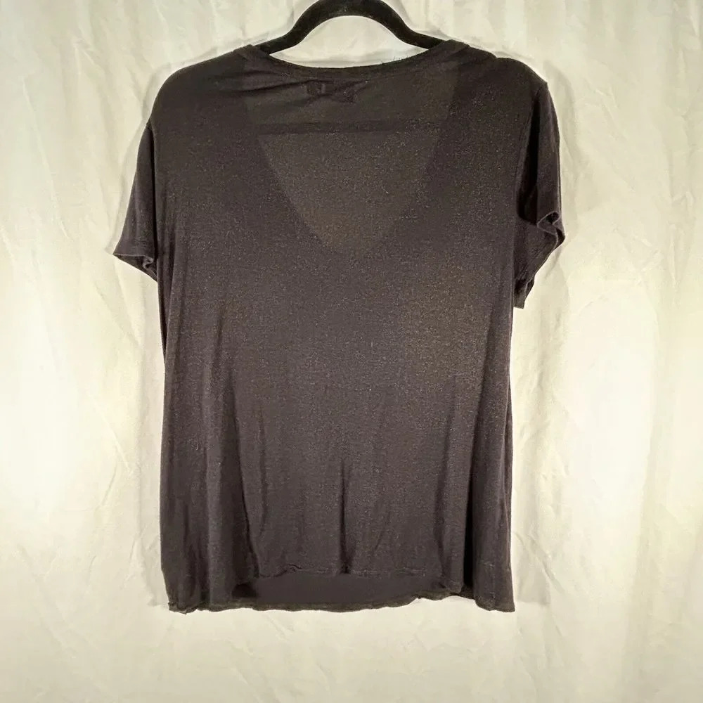Rock & Republic Top Women's Large Black Vneck Short Sleeve Gold Speckle - Picture 8 of 10